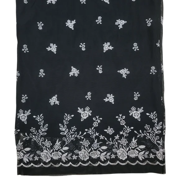 Forever 21 Mesh Maxi Skirt Womens M Black Embroidered Floral Whimsigoth Romantic - Picture 10 of 13